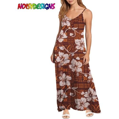 NOISYDESIGNS Tribal Vintage Hawaiian Hibiscus Flowers Prints Women Maxi Dress Backless Loose Sexy Streetwear Party Club Dresses