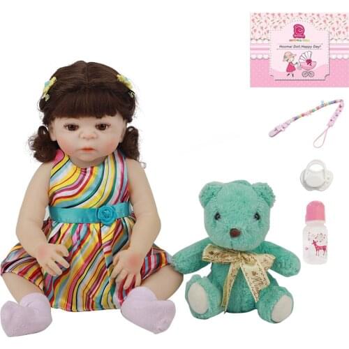 Realistic Baby Bebe Reborn Doll For Girl Pure Handmade Silicone Full Body Babies Doll Toy Kid Gifts Bedtime Playmate 18" 48 CM