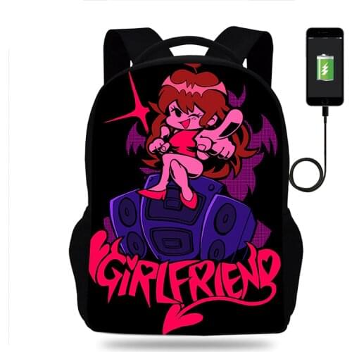 Anime Game Friday Night Funkin Backpack Boys Girls School Bag Teenager Book Bags Men Women Rucksack USB Travel Knapsack Mochila