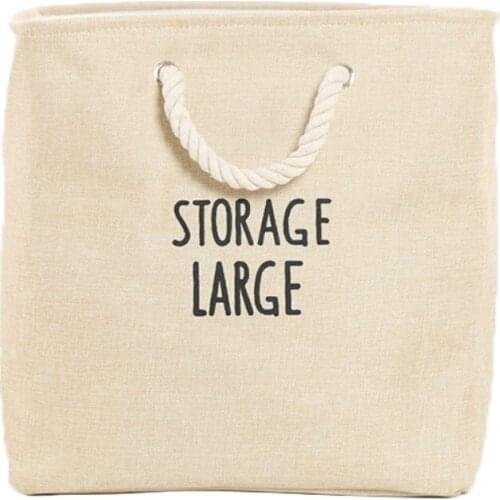 Folding Cotton Rope Double-layer Thick Storage Basket Cotton Linen Square Laundry Basket Glass Fiber Tube Rack