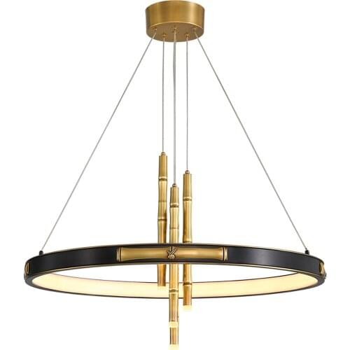 Art style modern living room LED chandeliers bamboo lamp black dinning room light fixtures, luxury shop lighting