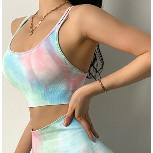 NEW Dyeing Seamless yoga set Women gym fitness clothing sportswear sports bra high waist gym leggings sports suits yoga suits