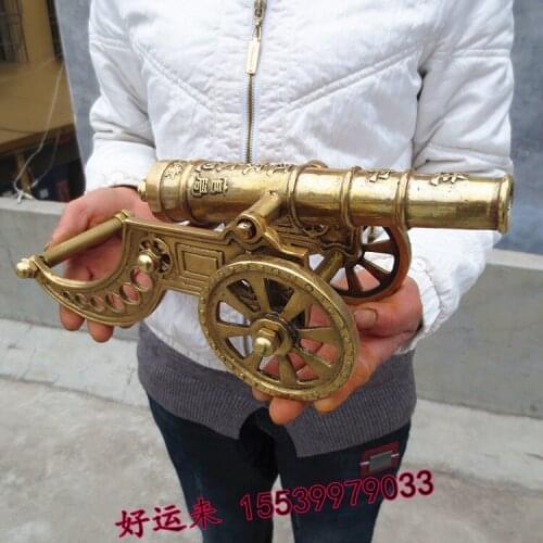 TOP COOL Talisman Money Drawing exorcise evil spirits FENG SHUI Copper cannon sculpture statue 30CM