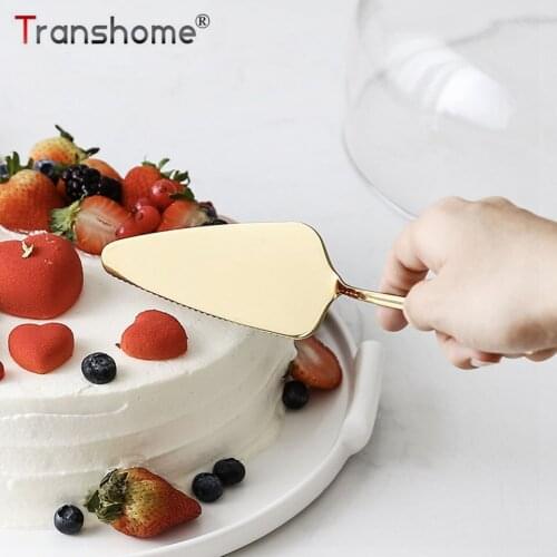 Transhome 2pcs Stainless Steel Golden Rose Gold Cake Knife And Cake Spatulapizza Knife Wipe Cream Bread Scraper Baking Tools New