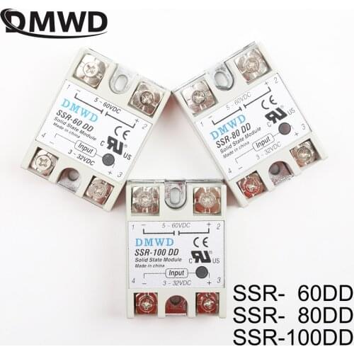 Solid State Relay SSR-60DD SSR-80DD SSR-100DD 60A 80A 100A AC Control DC Relais 3-32VDC TO ac 5-60VDC SSR 60AA 80AA 100AA