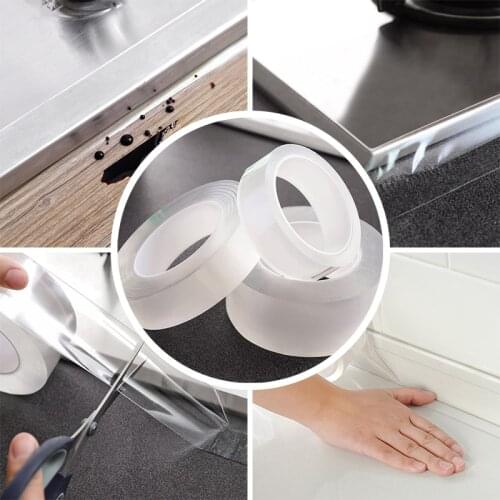 1 Roll Waterproof Bathroom Shower Sink Bath Wall Sealing Tape PVC Adhesive Waterproof Beauty Seam Stickers For Bathroom Kitchen