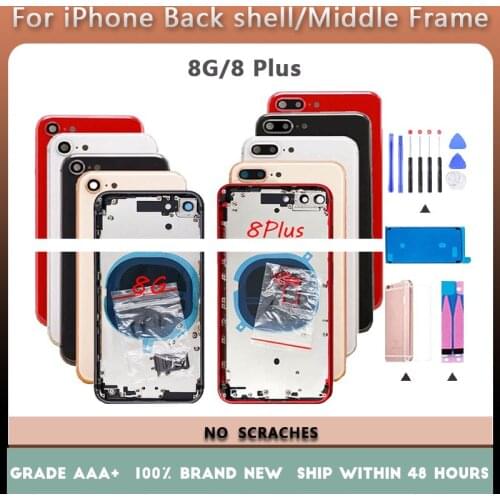 Back Cover For iphone 8G 8 Plus Back Housing Cover High Quality Rear Door Chassis Middle Frame glass SIM Tray +Side Key