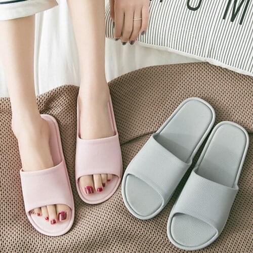 Slippers Women Summer Lovers Mens Simple Stripe Indoor Bathroom Antiskid Slippers Home Slippers Men Shoes House Slippers Women