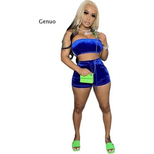 Co Ord Set Women Tracksuit Velvet Two Piece Set Shorts and Cropped Top Set Casual 2 Piece Biker Short Set Women Club Outfits