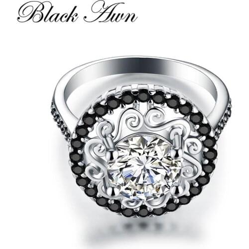 Flower 925 Sterling Silver Fine Jewelry Trendy Engagement Bague Femme For Women Wedding Rings Anillos De Plata 925 De Ley C046