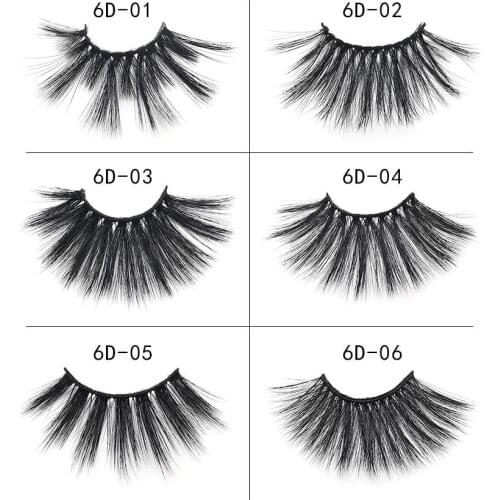 1Pairs 25mm 6D Imitation Mink Hair False Natural Thick And Lifelike Exaggerated Slender Eyelashes Extension Full Strip Lashes