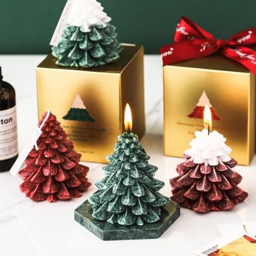 1 Pcs Creative Festival Christmas Tree Aromatherapy Candle Ice Flower Candle Neutral Christmas Atmosphere Arrangement Decoration