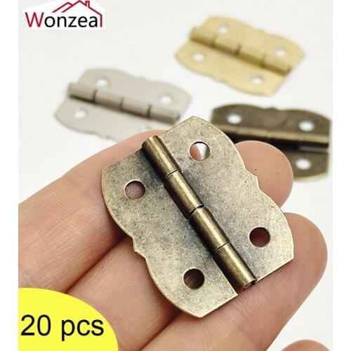 20Pcs Miniature Heavy Duty Flat Jewelry Chest Gift Wooden Music Box Wine Case Dollhouse Cabinet Door Hinge With Screw
