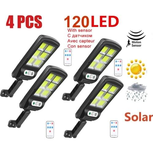 4pcs tabular oblong Solar light lamp outdoor Powerful luces LED PIR Motion Sensor IP65 Waterproof Street Lights garden wall Lamp