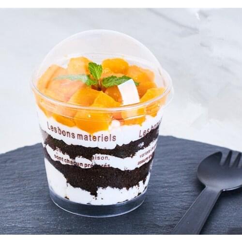 50pcs Net Red Sawdust Cup Dessert Cup Round Mousse Cup Party Tiramisu Pudding Cup Transparent Plastic Cake Box With Lid