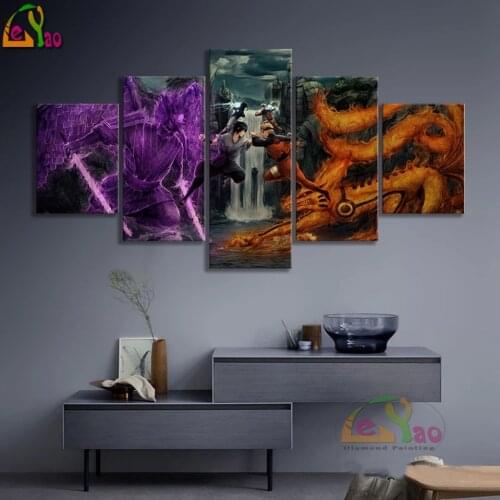 5D Diy Diamond Embroidery 5 Pcs Anime Posters Wall Art Decor Comic Character Picture Cross Stitch Diamond Painting Rhinestones