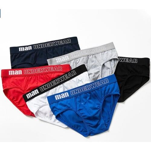 6pcs/lot Brand Mens Underwear Male Solid Briefs Underpants Men Cotton Comfortable Bodysuit Male Breathable Underwear Panties