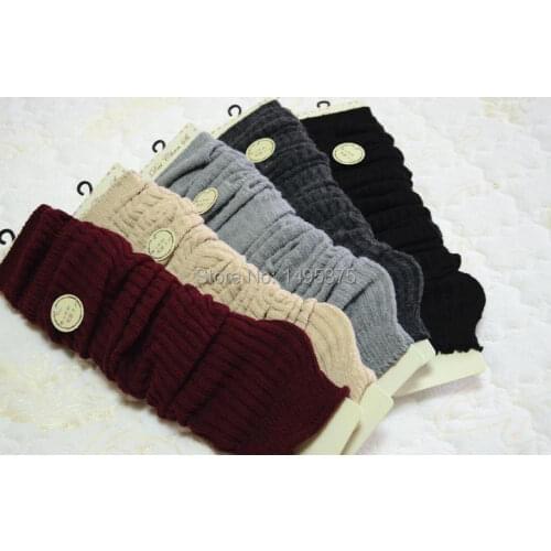 60pairs/lot dancing Knee High Boot Socks Wool Knitted Solid Fashion Sock Gaiters Leg Warmers For Women