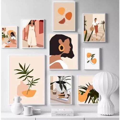 Abstract Fashion Vintage Girl Wall Art Canvas Painting Nordic Posters and Prints Wall Pictures for Living Room Home Decor