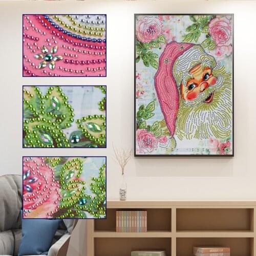 5D Diamond Painting Partial Drill Square Santa Claus Snowman Diamond Embroidery Rhinestone Picture Mosaic Christmas Decoration