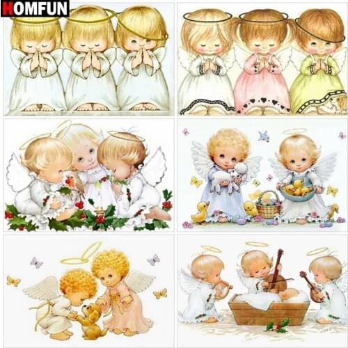HOMFUN Full diamond Painting "Cartoon angel landscape" Resin Drill Embroidery 5D Diy Diamond Painting Handmade Cross Stitch gift