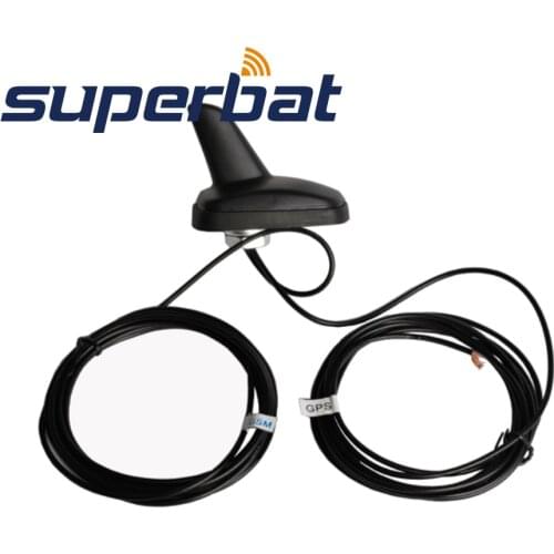 Superbat Car GPS GSM 3G 4G LTE Shark Fin Combined Antenna GPS Receivers and Cellular Mobile Applications Aerial 5m RG174 SMA 2