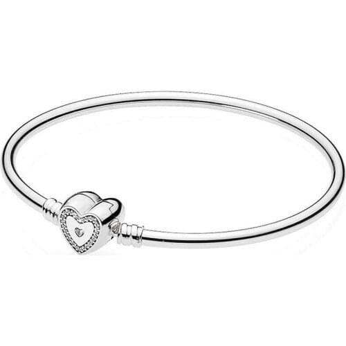 NEW 2018 New 100% 925 Sterling Silver Bracelet Moments Silver Bangle Wishful Heart Charm Women of Fashion DIY Gift Jewelry