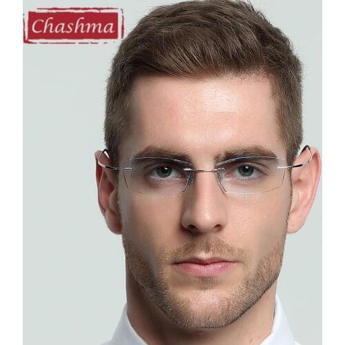 Chashma Brand B Titanium Ultra Light Tint Glass Men Stylish Eye Glasses Frame Diamond Trimmed Colored Lenses Men Eyeglasses