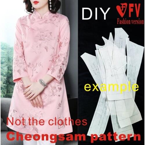 Sewing Pattern Improved Side Opening Chinese Stand Collar Cheongsam Pattern 1:1 Garment Structure Drawing BQP-55