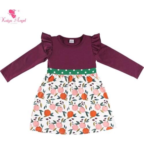 Kaiya Angel Kids Dress For Girls 2018 Long Sleeve Autumn Back To School Toddlers Clothes Pumpkin Print Princess Party Dresses