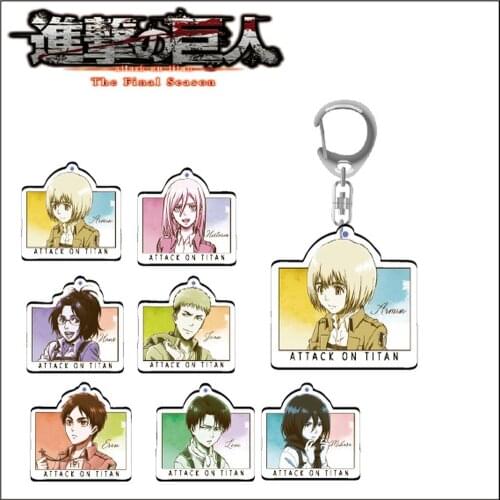 Attack on Titan Keychain Double Sided Acrylic Key Chain Pendant Anime Accessories Cartoon Key Ring