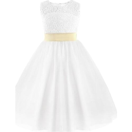 Elegant Flower Girl Dress Kids Sleeveless Floral Lace Princess Tutu Dress For Girls Wedding Pageant Birthday Party Dresses