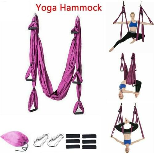 6 Handles Aerial Yoga Hammock Flying Swing Anti-gravity Yoga Pilates Inversion Exercises Device Home Hanging Belt 10 Colors