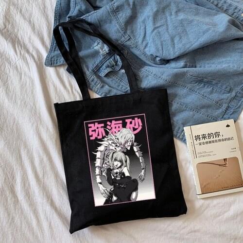 Japanese Anime Printed Shopping Bag Death Note Canvas Bag ins Casual Cartoon Gothic Female Bag Large Capacity women Shoulder Bag