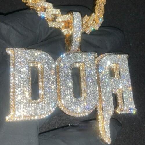 OTIY Personality Hip Hop Men Full Iced Out S925 VVS DF Moissanite Diamond Letter Pendant Necklace