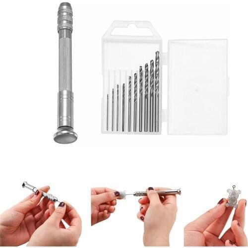 1 Set Metal Hand Drill Equipments UV Resin Mold Tools and Handmade Jewelry Tool with 0.8mm-3.0mm Drill Screw for Resin Casting