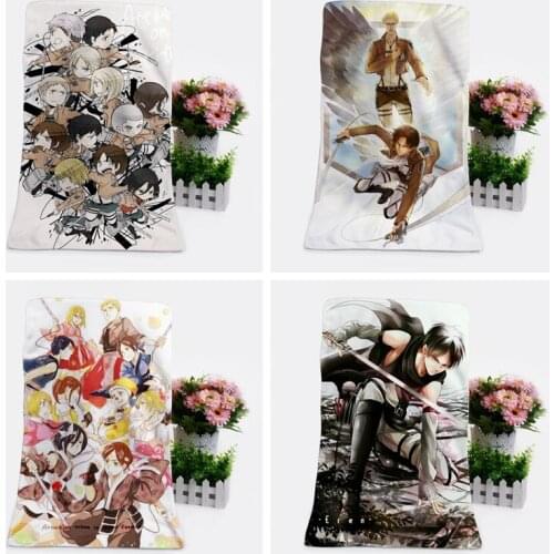 IVYYE 1PCS Attack on Titan Fashion Customized Anime Bath Towels Handkerchief Soft Face Towel Cartoon Washcloth Unisex NEW
