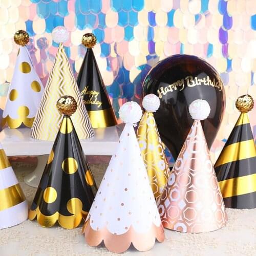 Prince Princess Crown Birthday Party Decoration Cute Rabbit Hats Baby Shower Gifts Kids Birthday Hat Gold Sequin Birthday Caps
