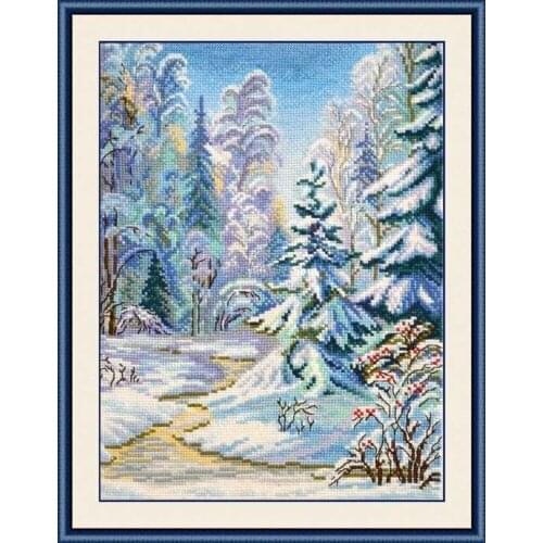 Top Manufacturer Embroidery The Forest in Winter Cross Stitch Beginner Kit with 100% Cotton Floss &Free Shipping for Home Decor