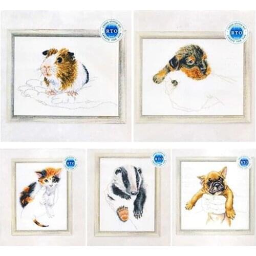 Gold Collection Lovely Counted Cross Stitch Kit Warmth In Palms Dog Mouse Cat Badger India Pig Animls Rto 5 Sets