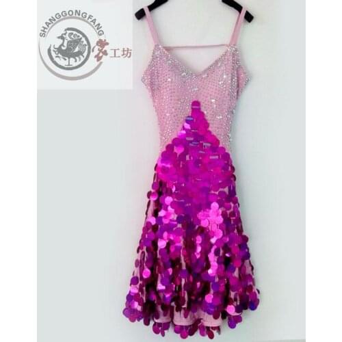 New style latin dance costume sexy spandex sequins diamond latin dance dress for women latin dance competition dresses S-4XL