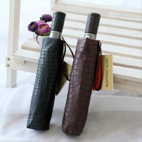 New Crocodile Pattern Windproof Automatic Folding Umbrella 8 Bone Luxury Business Umbrellas Men Women Gift Parasol