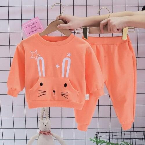 Baby girl clothes spring and autumn cotton suit 0-4 year old girl cute cartoon casual clothes baby girl clothes two-piece suit