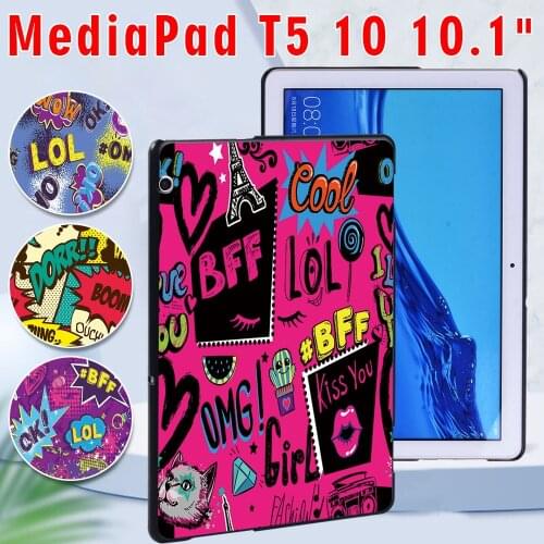 For Huawei MediaPad T5 10 10.1" Inch - graffiti art Tablet PC Plastic Anti-Fall Slim Cover Case + Free Stylus