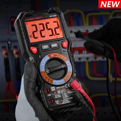 Habotest Profesional NCV Digital Multimeter 6000 Counts AC DC Multitester Frequency Transistor Capacitance Tester HT118C