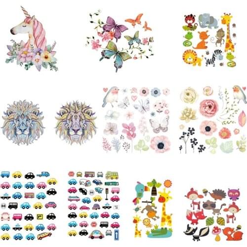Flower Birds Butterfly Ironing Transfers Patch Heat Press Stickers DIY Appliques E56C