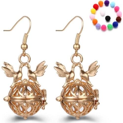 Peace Dove Openable Locket Cage Women`s Essential Oil Diffuser Drop Earring