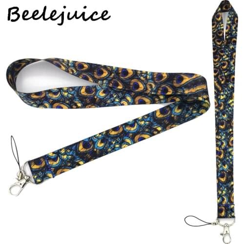 100pcs Peacock feathers kids 90s cartoon funny vintage Neck Lanyards ID badge card holder keychain Mobile Phone Strap Gifts