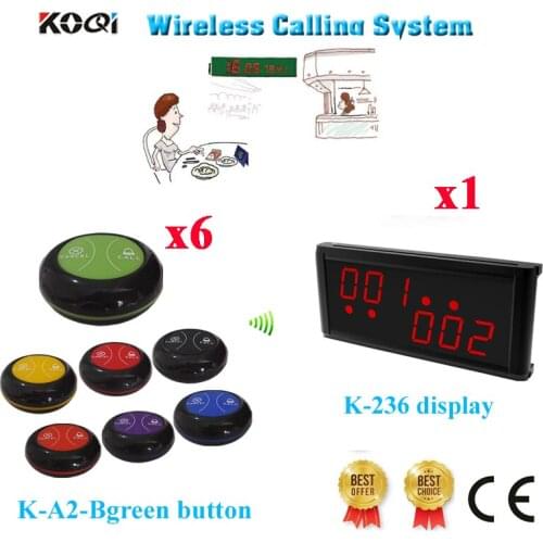 Restaurant Wireless Service Calling System Ycall K-236 Display K-A2 2keys Table Call Bell Guest Buzzer(1 display+6 call button)
