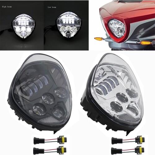Motorcycle LED Headlight High / low Beam for Victory Cross Country Vegas 8-Ball Cross Roads (Black Chrome)